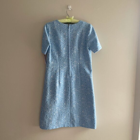 1960s Blue Short-Sleeve Swirl Dress - Picture 4 of 4